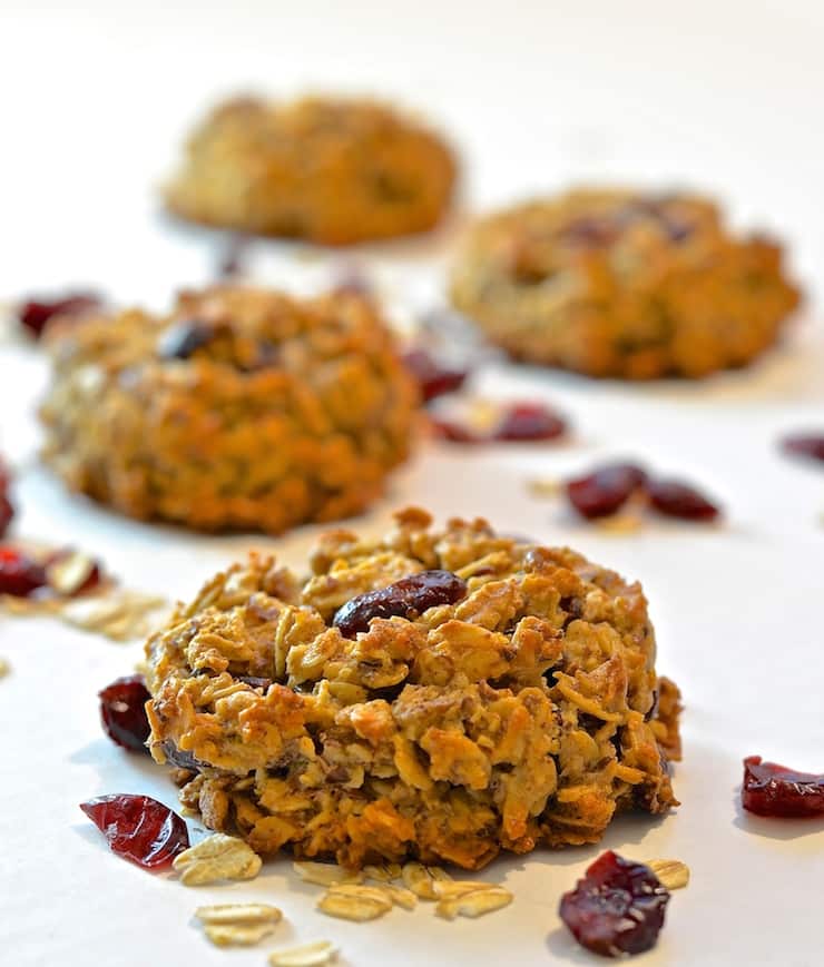 Grab and go breakfasts don't get any better than these Cranberry & Coconut Breakfast Cookies. Dense, crunchy, chewy, delicious and bursting with ruby red cranberries!