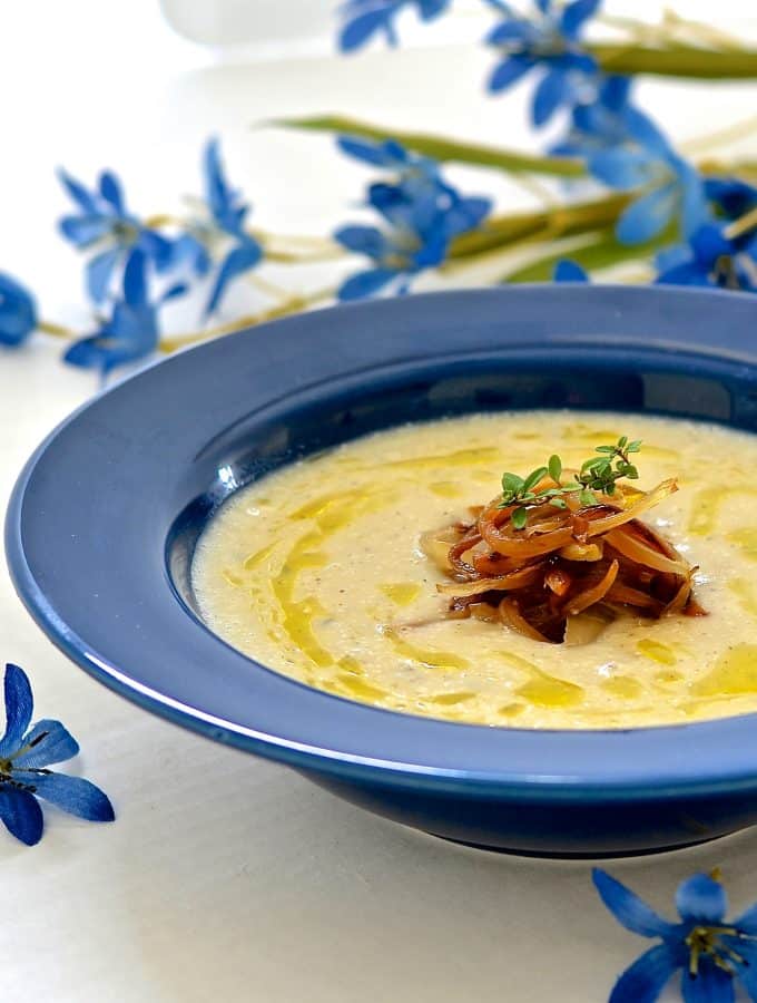 Don't be fooled by this Cauliflower Horseradish soup's deliciously creamy texture. It is actually extremely low in calories & has less than 2 grams of fat per serving. It's also ready in under 20 minutes!