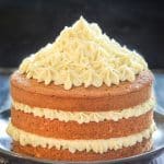 Layered Earl Grey Vegan Cake with swirls of lemon frosting