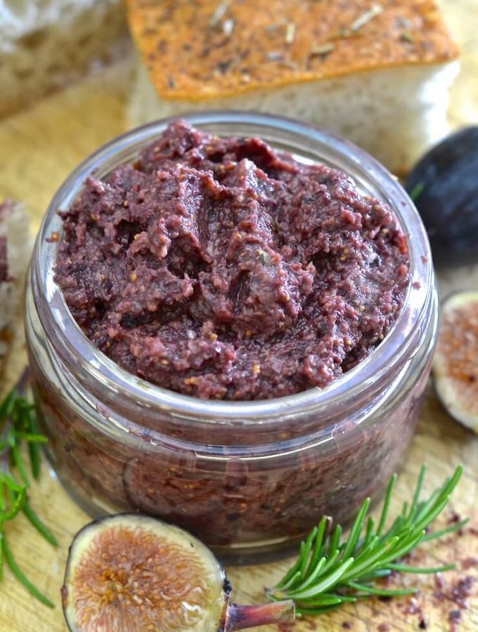 This rich, soft Fig and Black Olive Tapenade with Rosemary is my twist on traditional tapenade. Dark, deep & earthy olives are blended with ripe, plump & juicy figs to make an irresistibly delicious spread with a striking balance of sweet & savoury flavours.