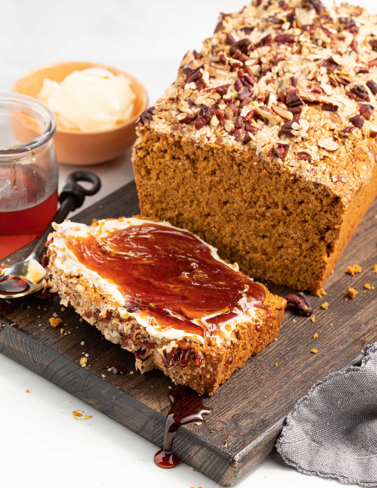 gluten-free sweet potato bread with vegan honey