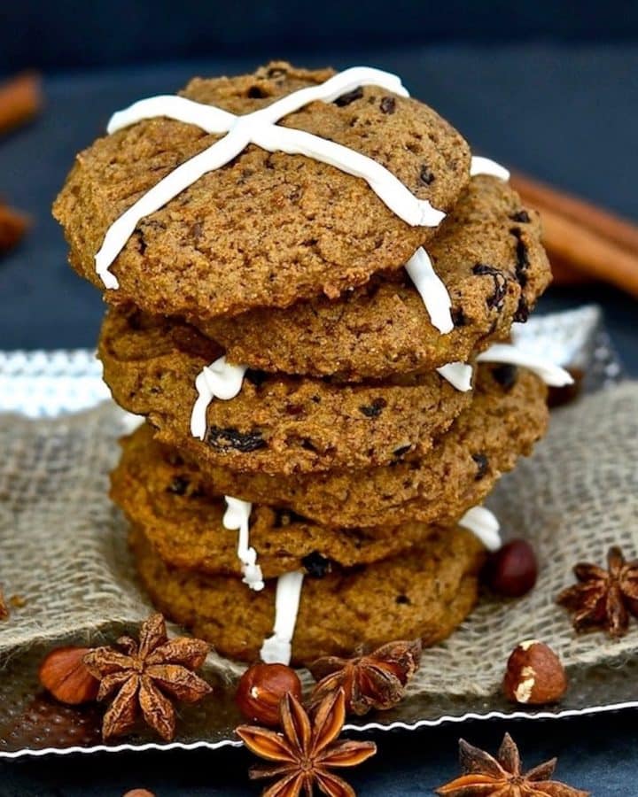 a stack of hot cross cookies