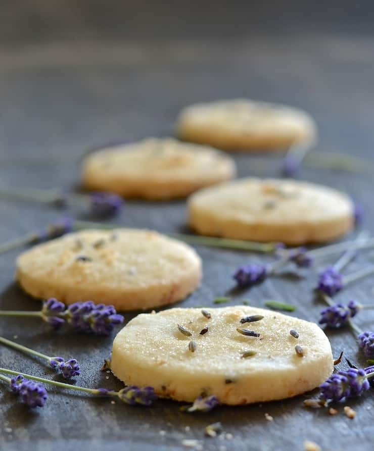 This beautifully rich Lemon Lavender Shortbread is full of zesty lemon flavour with delicious subtle bursts of floral lavender in every bite. It literally melts in your mouth and has perfect shortbread "snappability"!