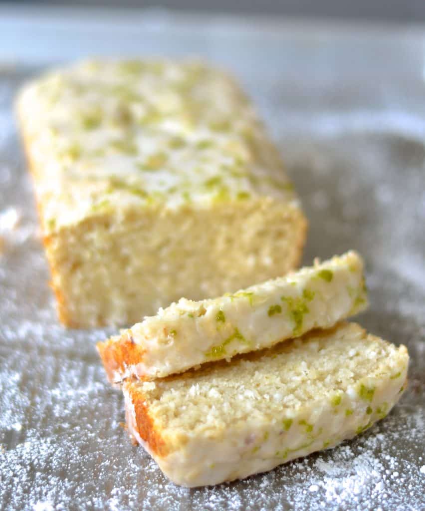 Coconut Lime Cake with a sticky, zesty glaze sliced