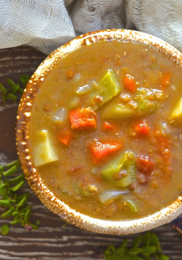 Healthy doesn't get any easier than this cozy Slow Cooker Spicy Lentil Soup. Throw it all in. Forget about it. No fuss. Super easy. Super nutritious. Super tasty.