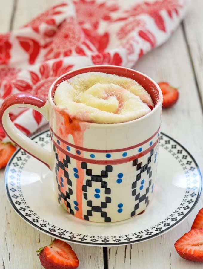 Strawberry Sweet Roll Vegan Mug Cake