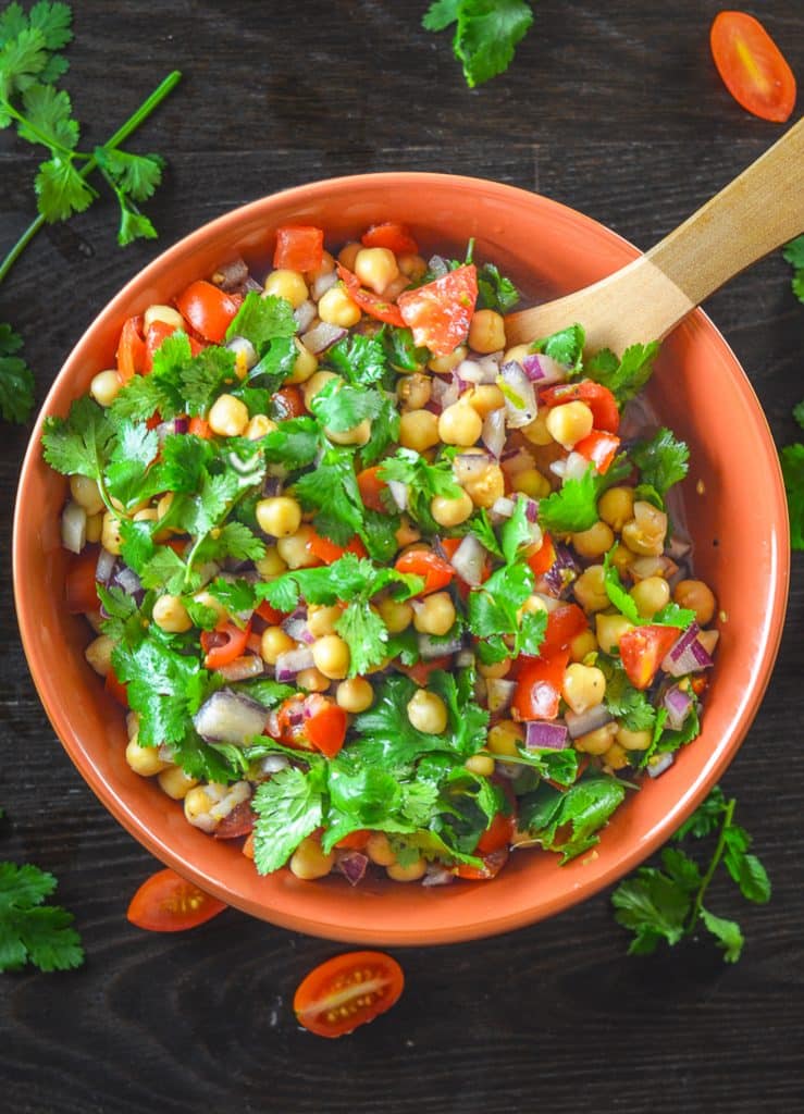 Vegan Mother's Day recipes - This Tomato Chickpea Salad with Cilantro & Lime has all sorts of good going on. It's full of nutrition, can be made in minutes & is packed with fresh, citrusy flavour!