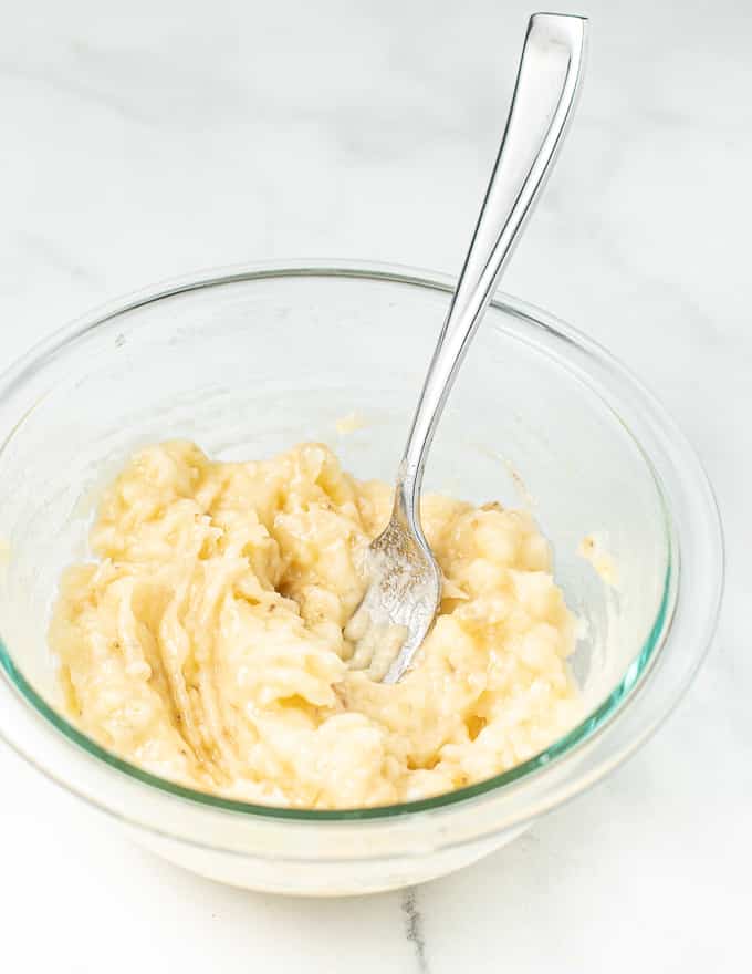 mashed bananas in a bowl