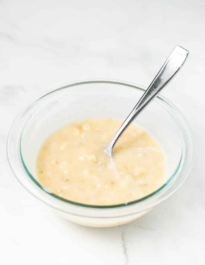 wet ingredients for making vegan banana scones