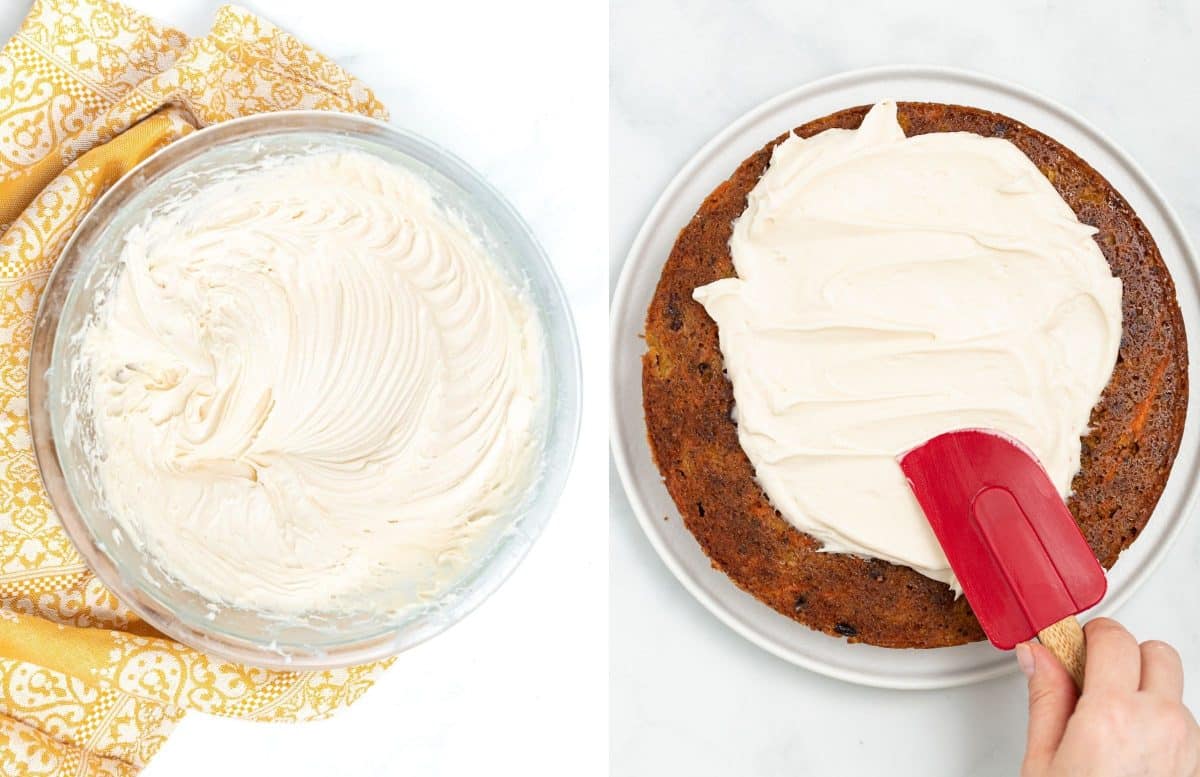 frosting a carrot cake