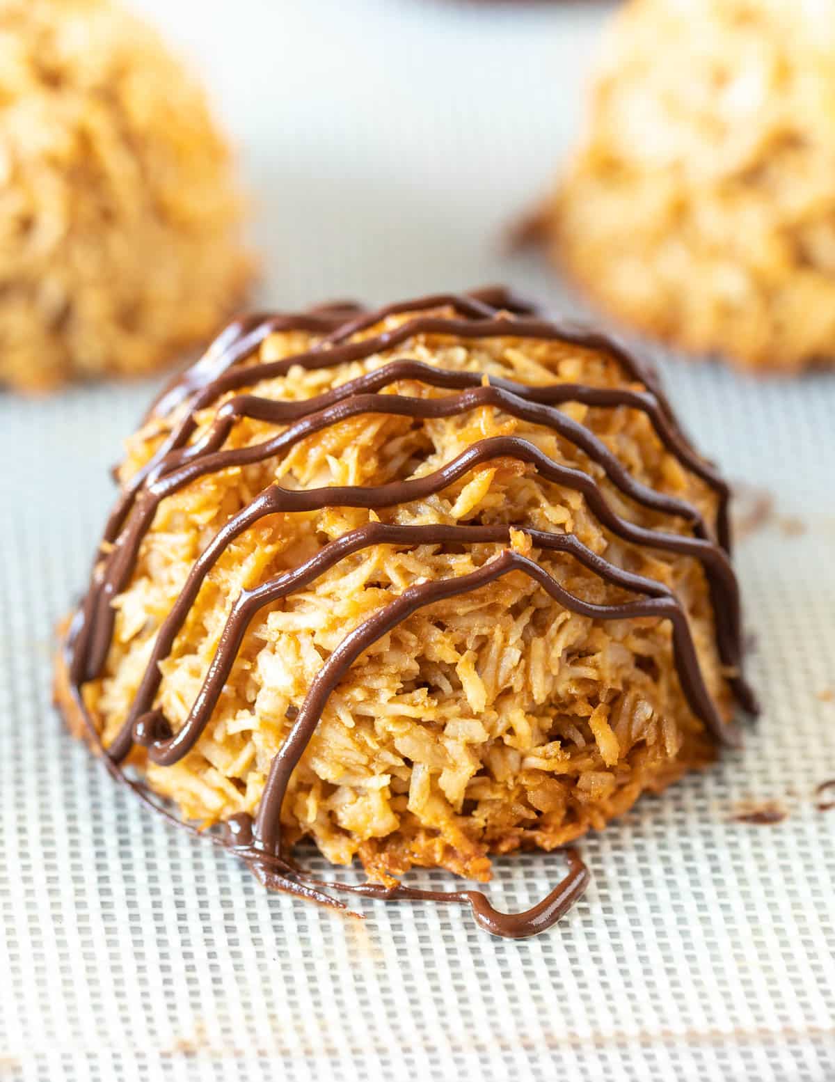 a chocolate covered vegan coconut macaroon