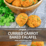 These Curried Carrot Baked Falafel are a healthy, super easy to make twist on traditional falafel. They are oil & gluten-free & packed with flavour. Serve them as part of a hearty plant-based meal, eat them as snacks, or pop them in packed lunches!