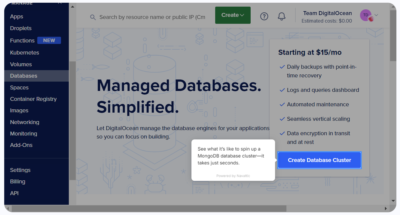 DigitalOcean Managed Database product tour image